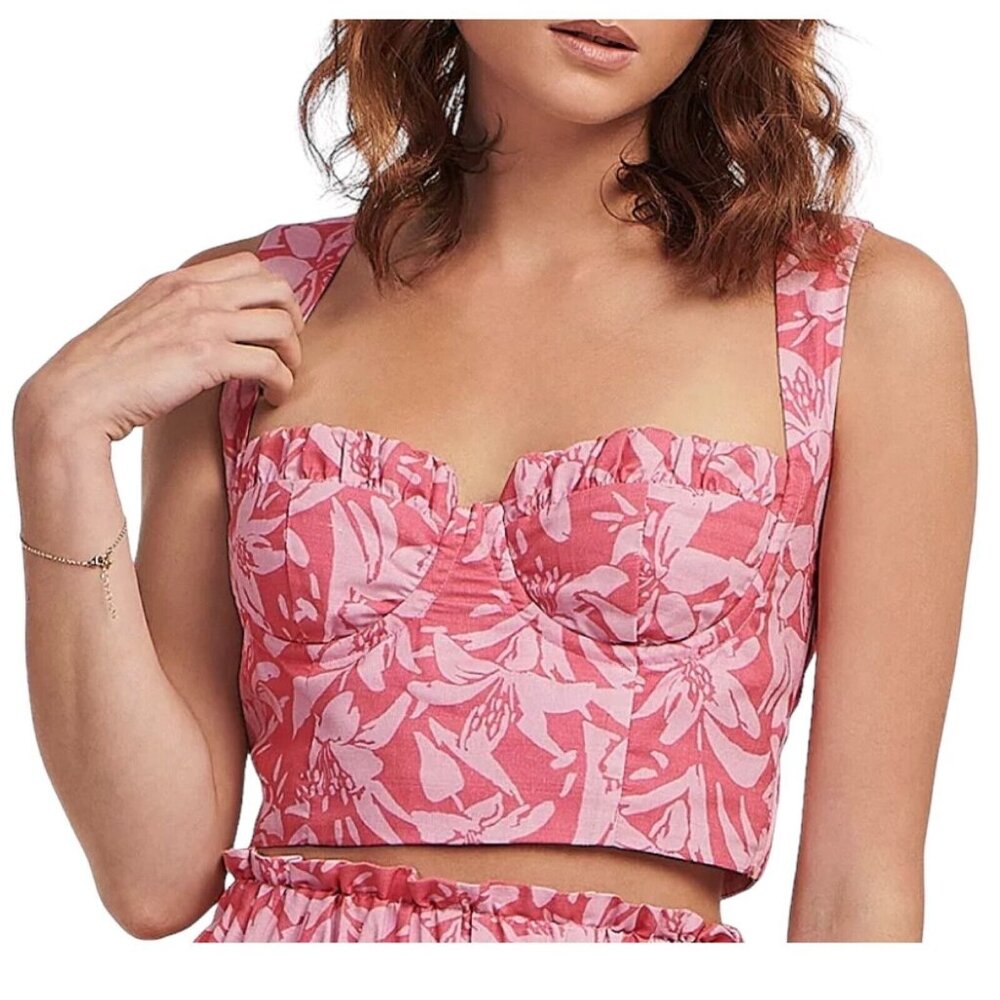 Charlie Holiday Size 6 Pink Madonna Sweetheart Neck Underwire Crop Top NWT